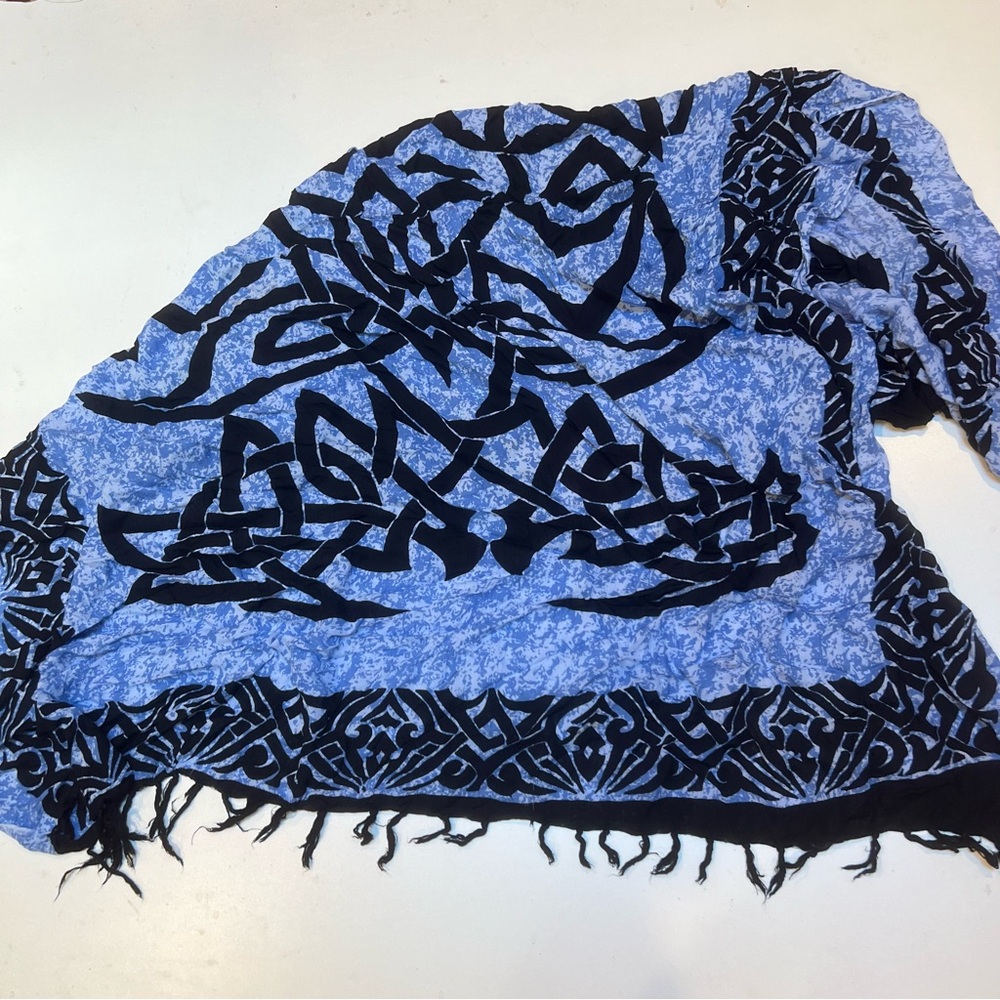 Blue and Black Patterned Scarf